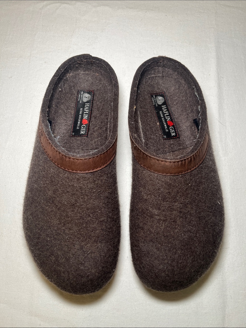 Haflinger Brown Wool Slip-On Clogs